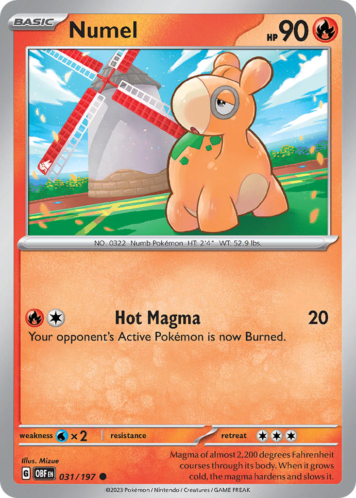 (031/197) Pokemon TCG Obsidian Flames Single: Numel Reverse Holo Common