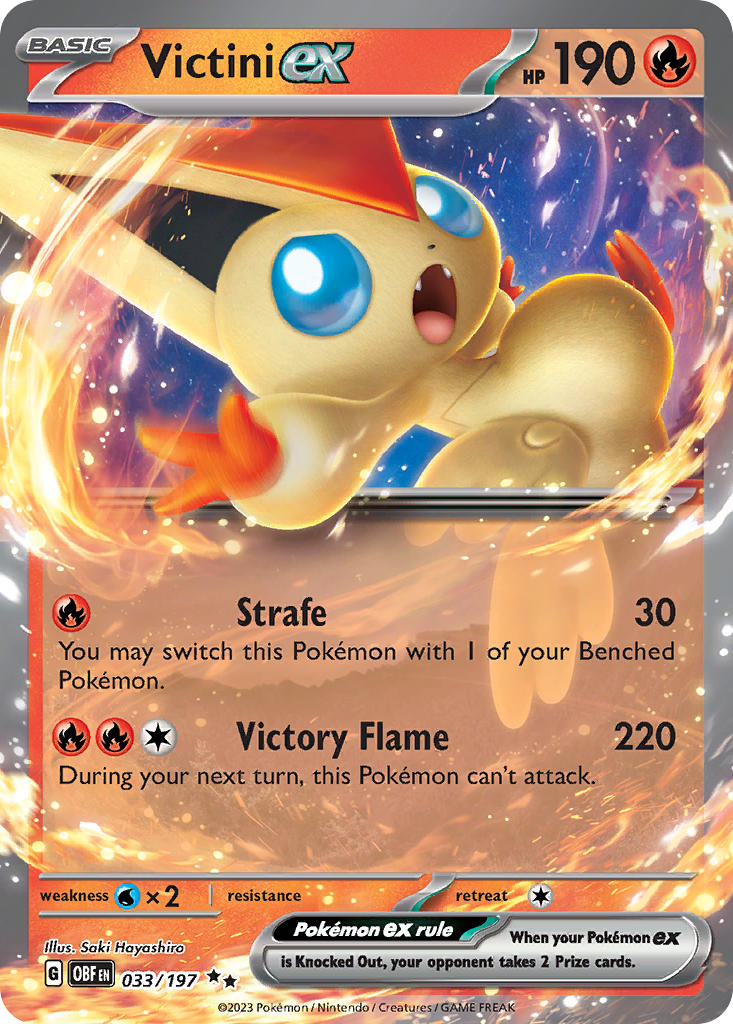 (033/197) Pokemon TCG Obsidian Flames Single: Victini ex Double Rare
