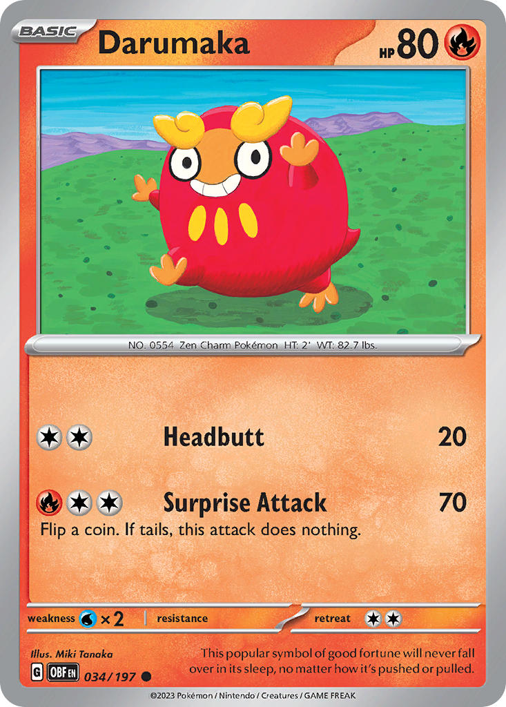 (034/197) Pokemon TCG Obsidian Flames Single: Darumaka Common