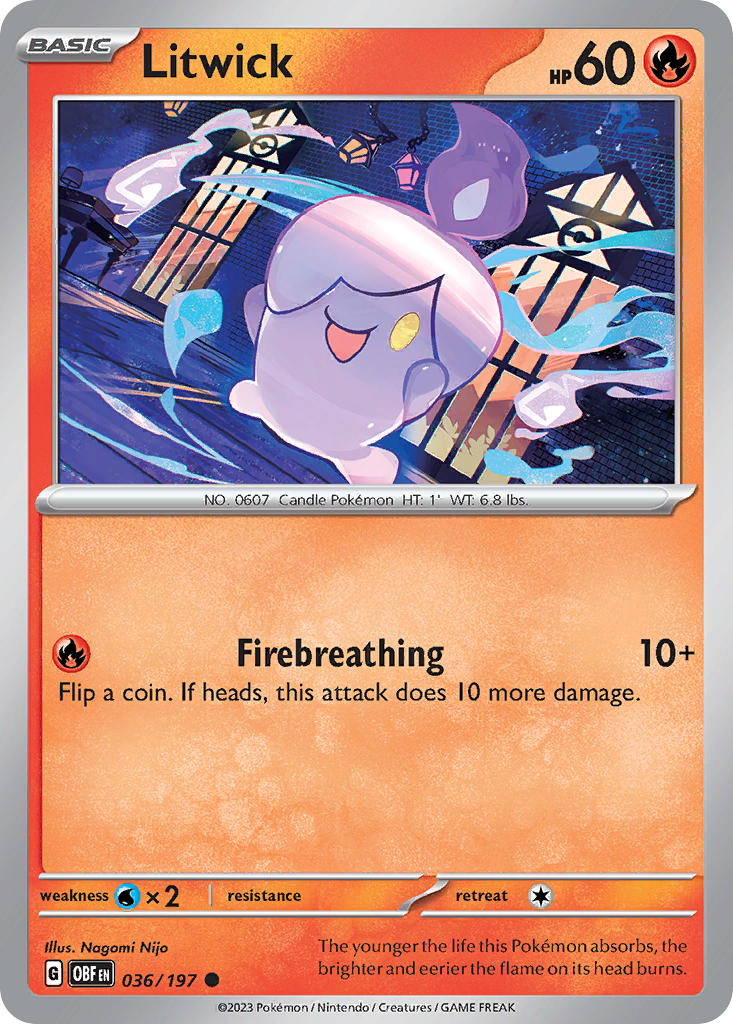 (036/197) Pokemon TCG Obsidian Flames Single: Litwick Common