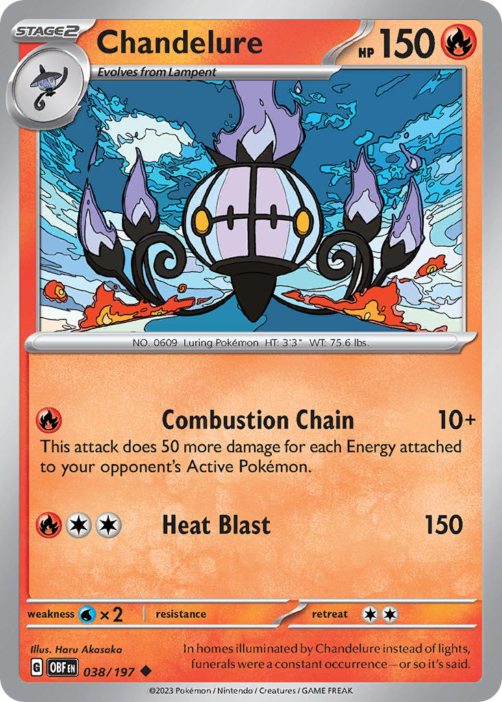(038/197) Pokemon TCG Obsidian Flames Single: Chandelure Reverse Holo Uncommon