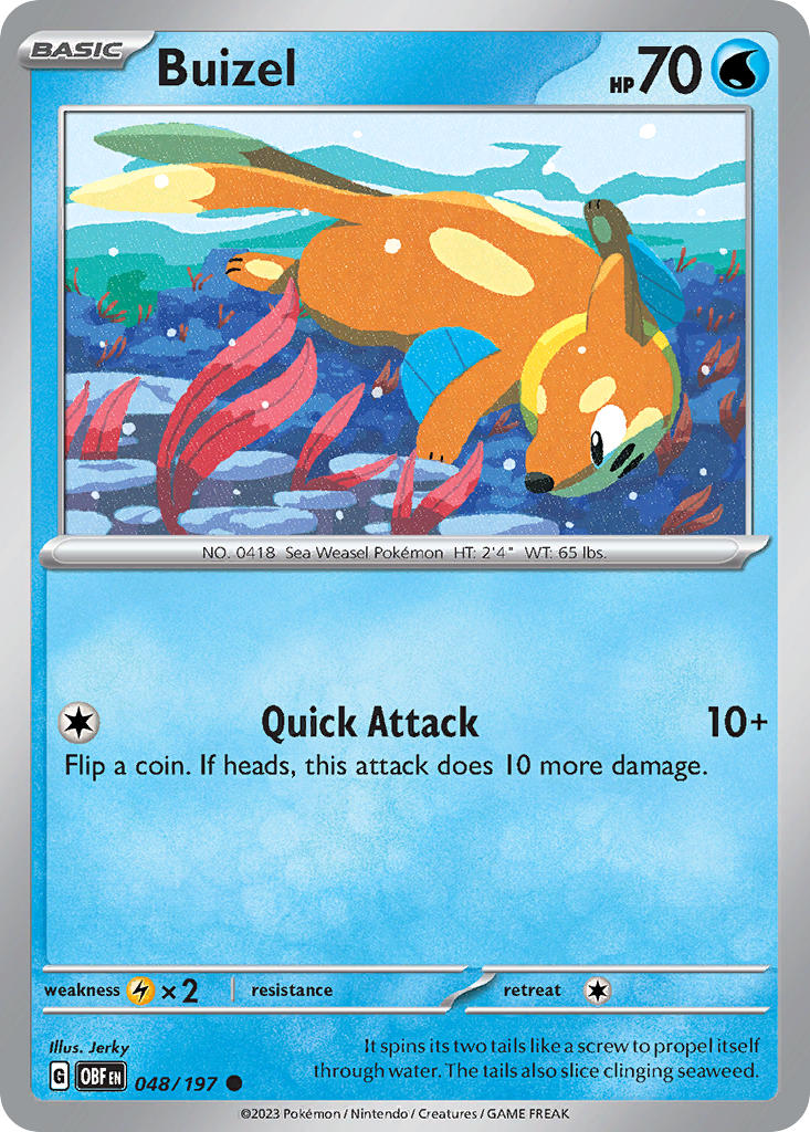 (048/197) Pokemon TCG Obsidian Flames Single: Buizel Reverse Holo Common