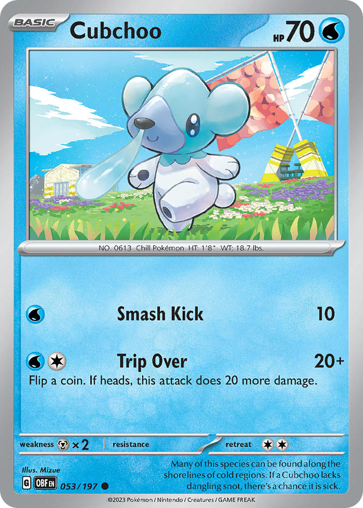 (053/197) Pokemon TCG Obsidian Flames Single: Cubchoo Common