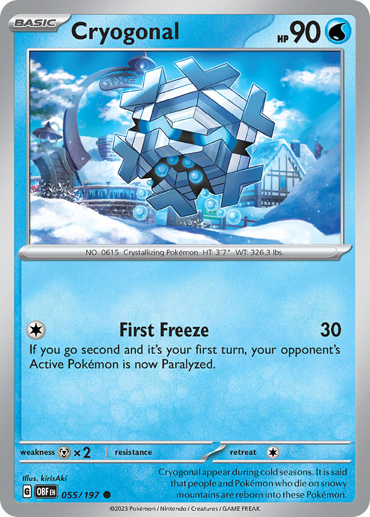 (055/197) Pokemon TCG Obsidian Flames Single: Cryogonal Common