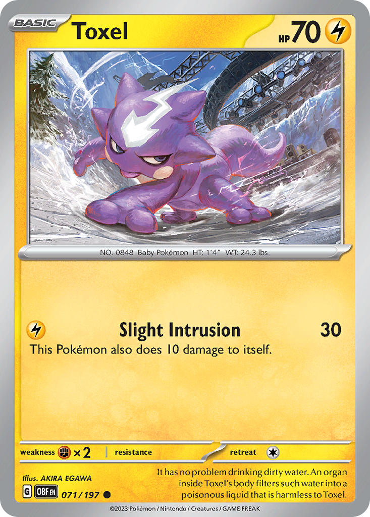 (071/197) Pokemon TCG Obsidian Flames Single: Toxel Reverse Holo Common