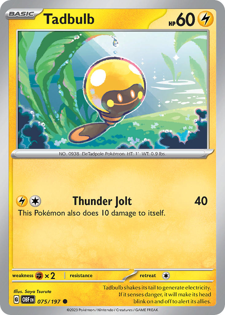 (075/197) Pokemon TCG Obsidian Flames Single: Tadbulb Reverse Holo Common