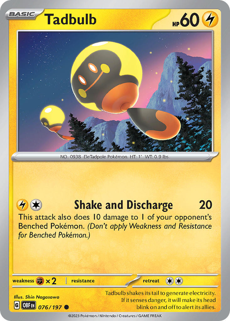 (076/197) Pokemon TCG Obsidian Flames Single: Tadbulb Common