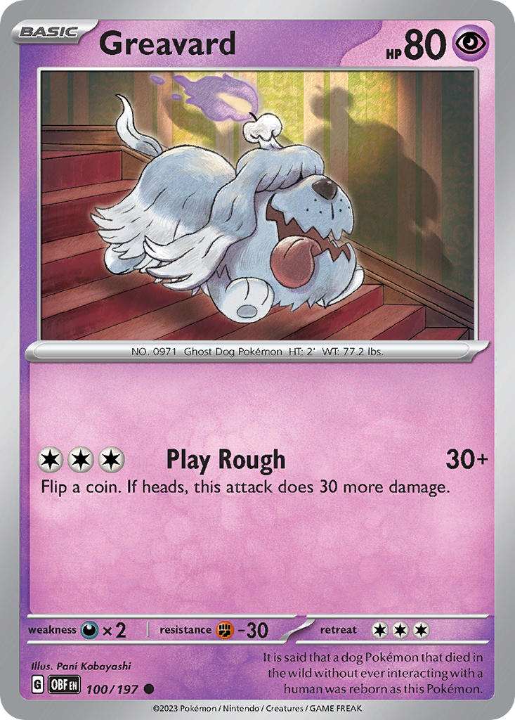 (100/197) Pokemon TCG Obsidian Flames Single: Greavard Common