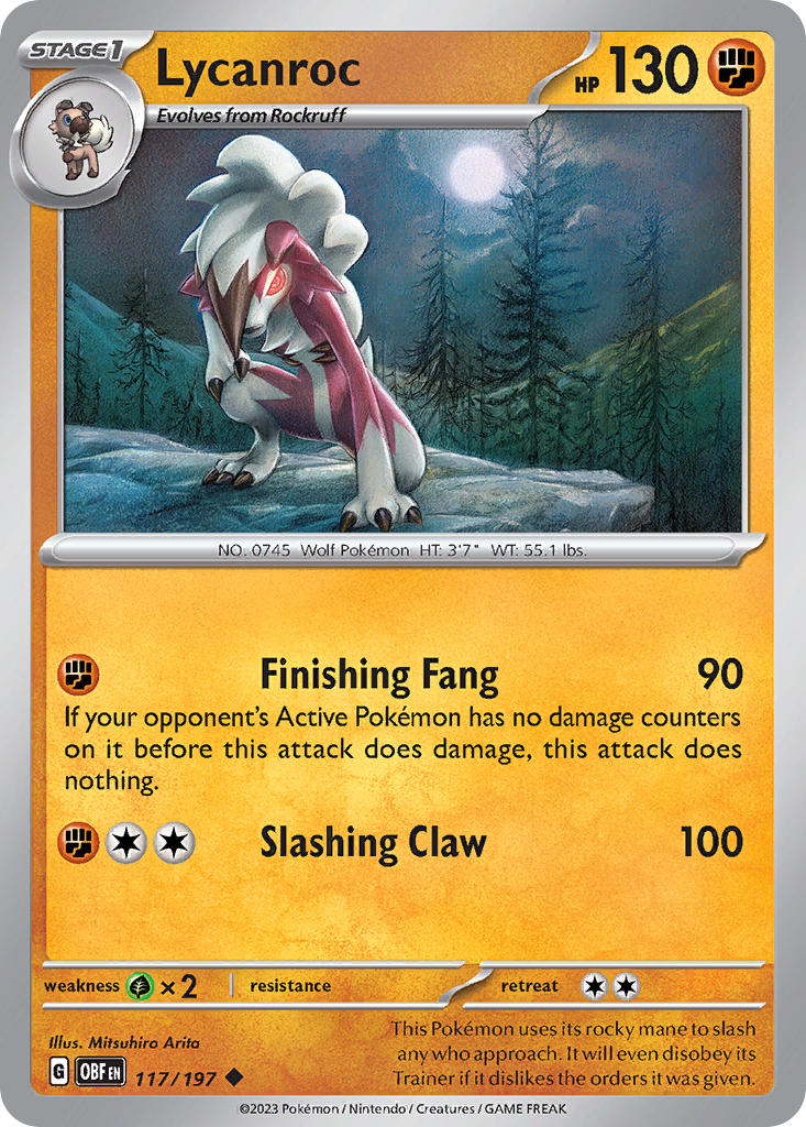 (117/197) Pokemon TCG Obsidian Flames Single: Lycanroc Uncommon