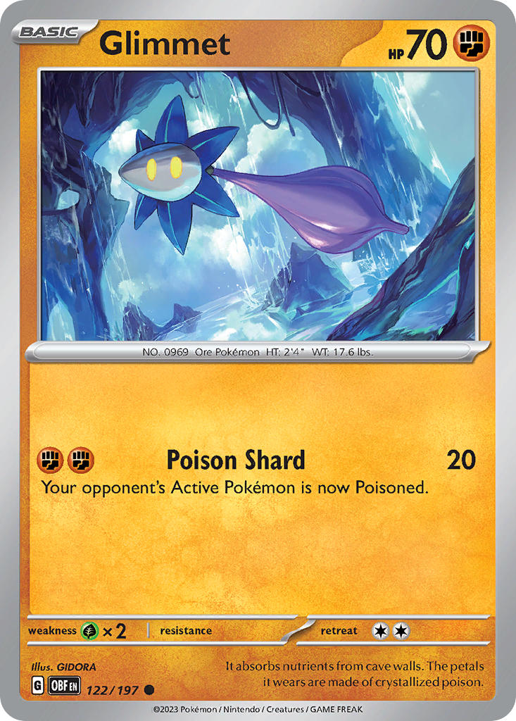 (122/197) Pokemon TCG Obsidian Flames Single: Glimmet Common