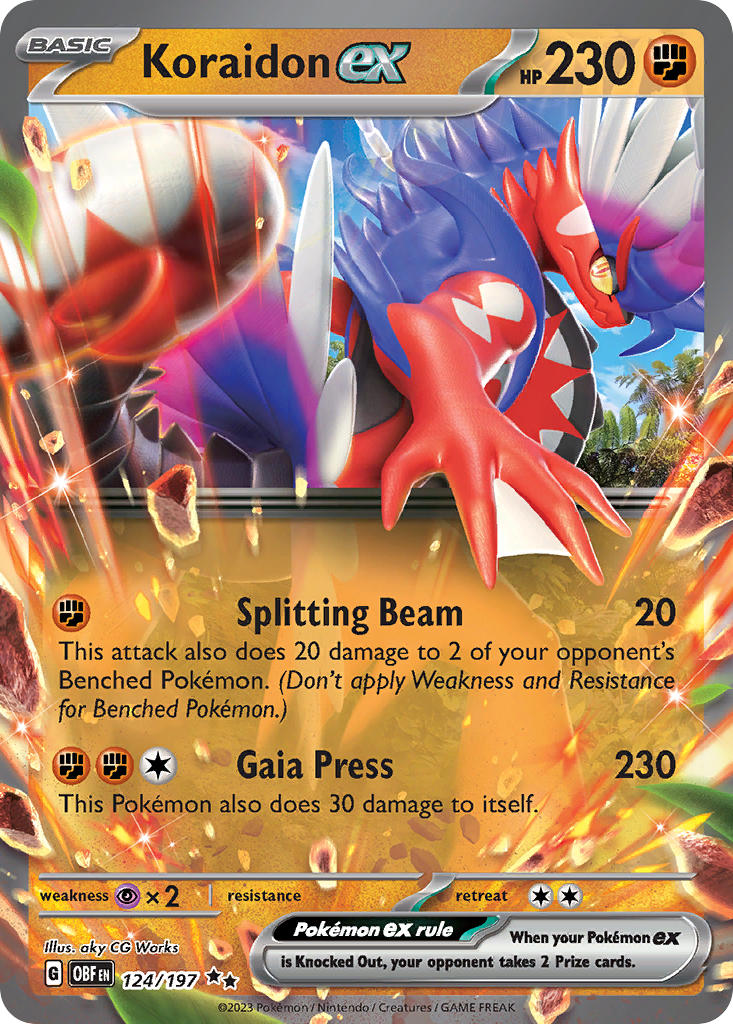 (124/197) Pokemon TCG Obsidian Flames Single: Koraidon ex Double Rare