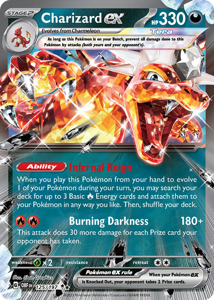 (125/197) Pokemon TCG Obsidian Flames Single: Charizard ex Double Rare