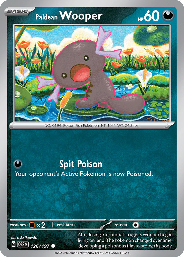 (126/197) Pokemon TCG Obsidian Flames Single: Paldean Wooper Common