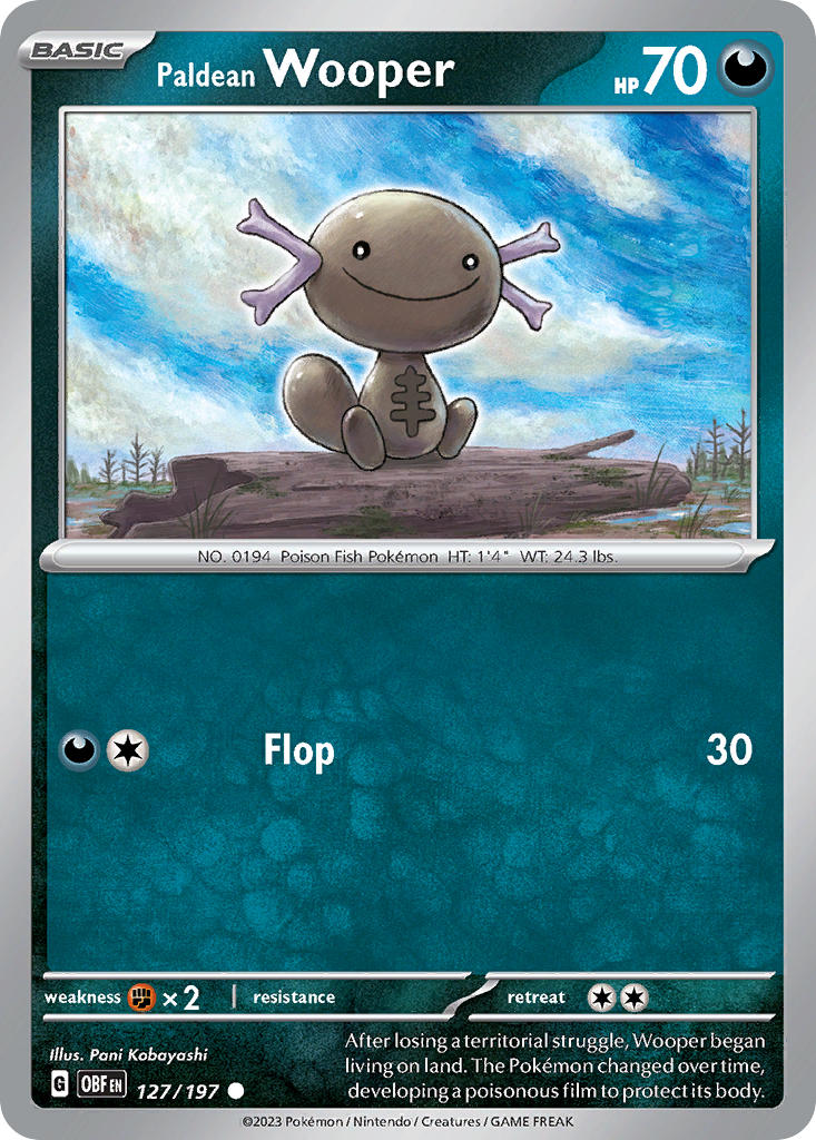 (127/197) Pokemon TCG Obsidian Flames Single: Paldean Wooper Common