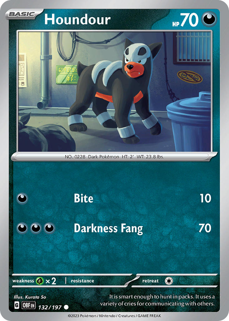 (132/197) Pokemon TCG Obsidian Flames Single: Houndour Common