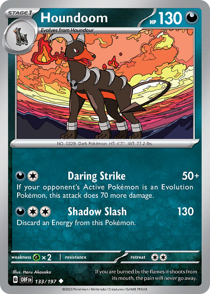(133/197) Pokemon TCG Obsidian Flames Single: Houndoom Reverse Holo Uncommon