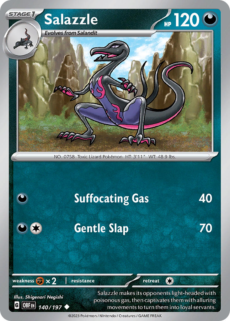 (140/197) Pokemon TCG Obsidian Flames Single: Salazzle Reverse Holo Uncommon