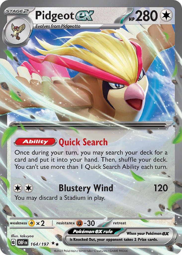 (164/197) Pokemon TCG Obsidian Flames Single: Pidgeot ex Double Rare