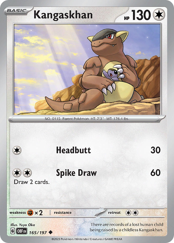 (165/197) Pokemon TCG Obsidian Flames Single: Kangaskhan Uncommon