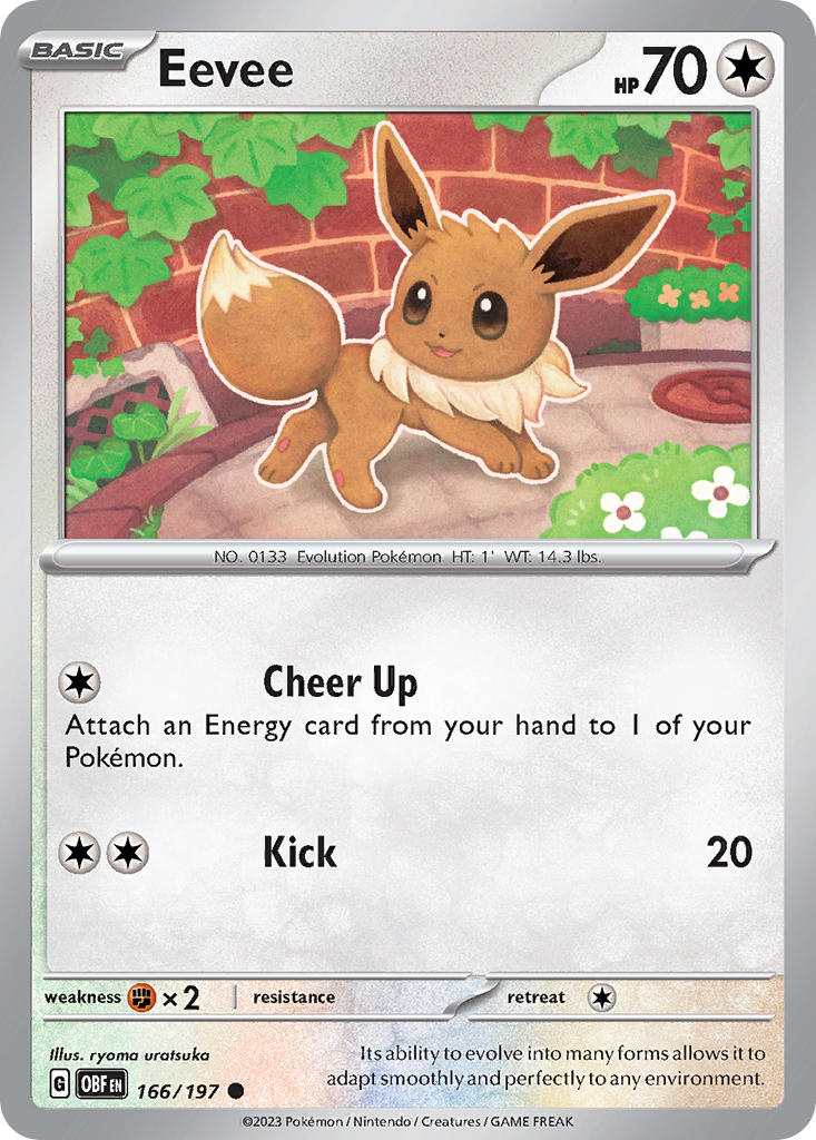 (166/197) Pokemon TCG Obsidian Flames Single: Eevee Common