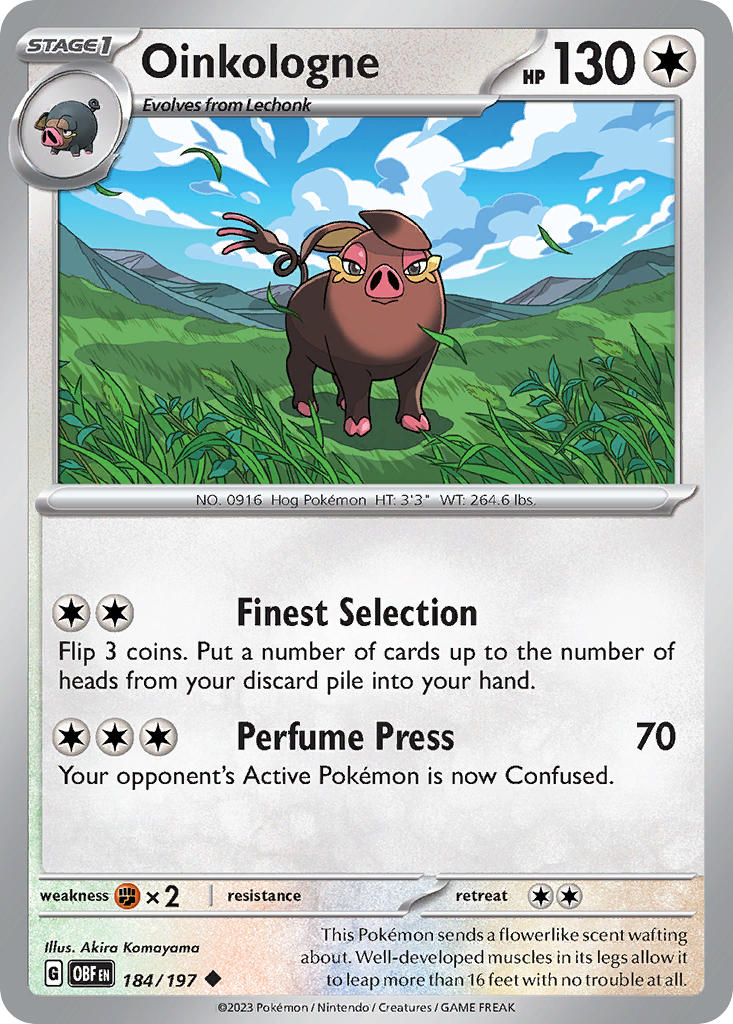 (184/197) Pokemon TCG Obsidian Flames Single: Oinkologne Reverse Holo Uncommon