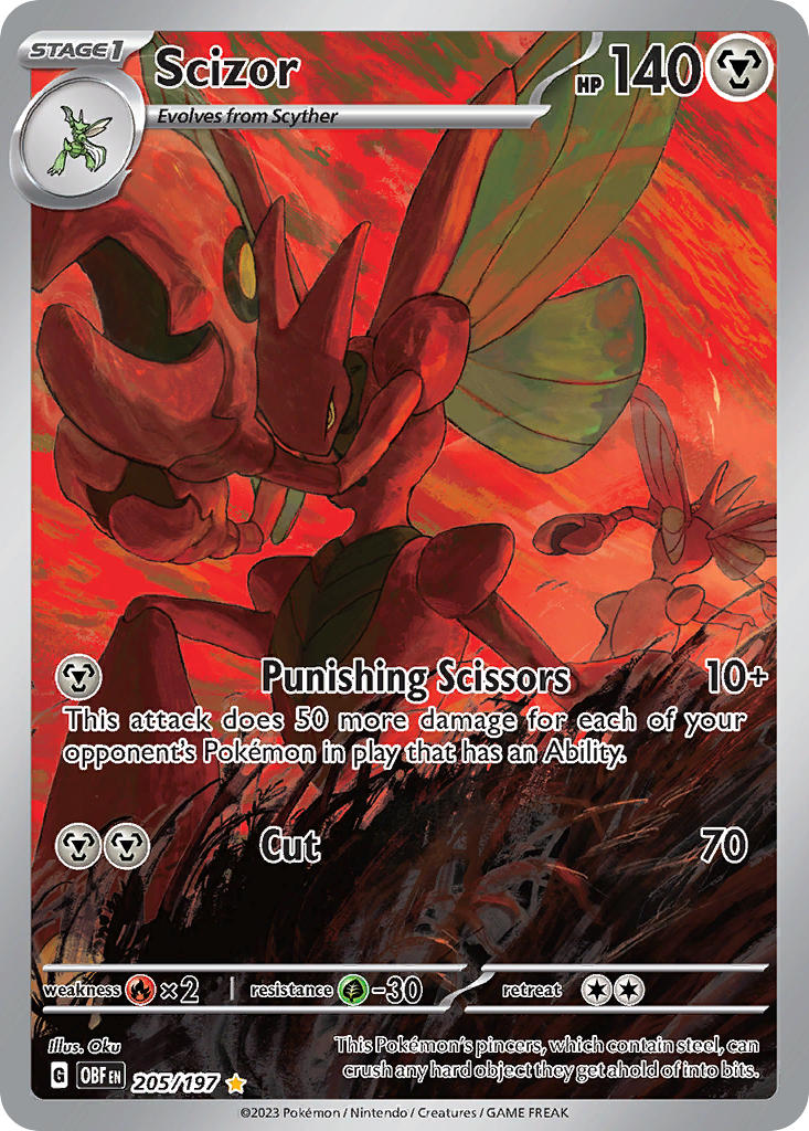 (205/197) Pokemon TCG Obsidian Flames Single: Scizor Illustration Rare