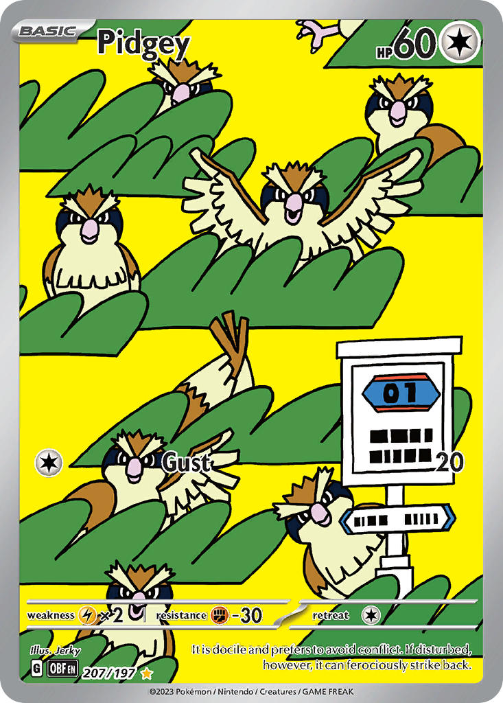 (207/197) Pokemon TCG Obsidian Flames Single: Pidgey Illustration Rare