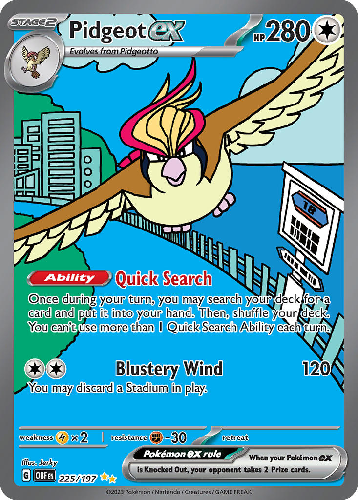 (225/197) Pokemon TCG Obsidian Flames Single: Pidgeot ex Special Illustration Rare
