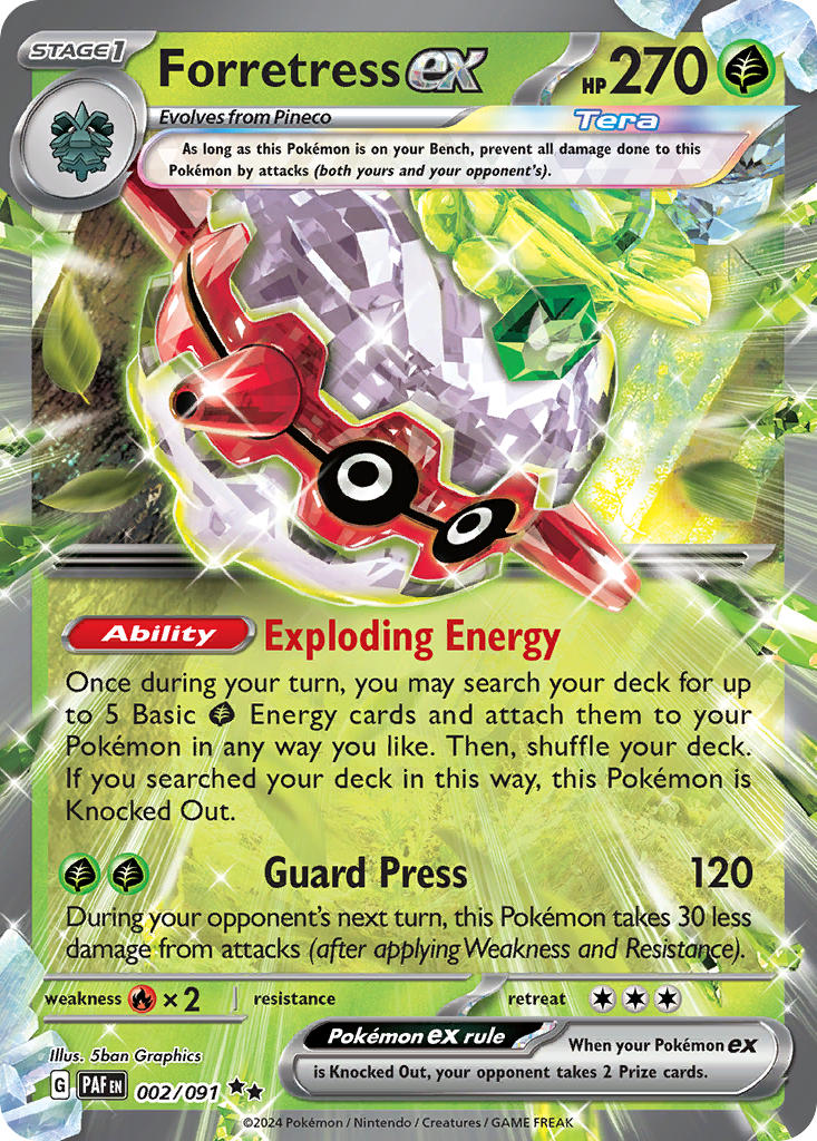 (002/091) Pokemon TCG Paldean Fates Single: Forretress ex Double Rare