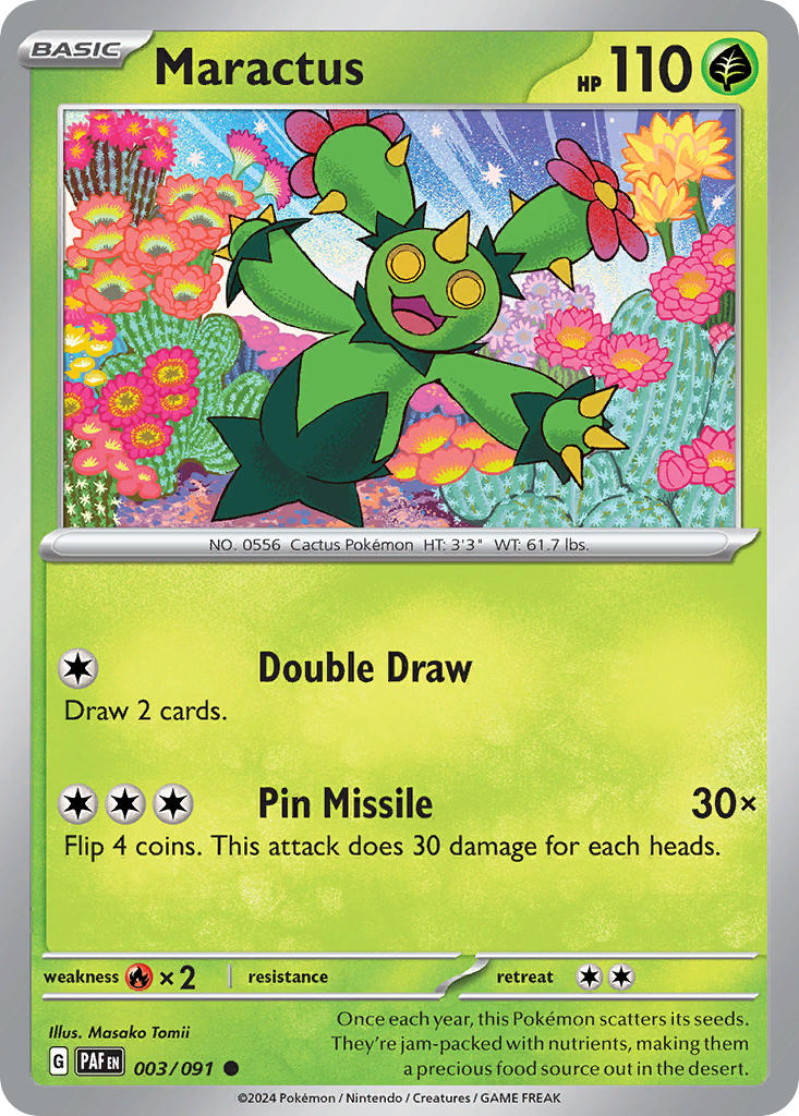 (003/091) Pokemon TCG Paldean Fates Single: Maractus Reverse Holo Common