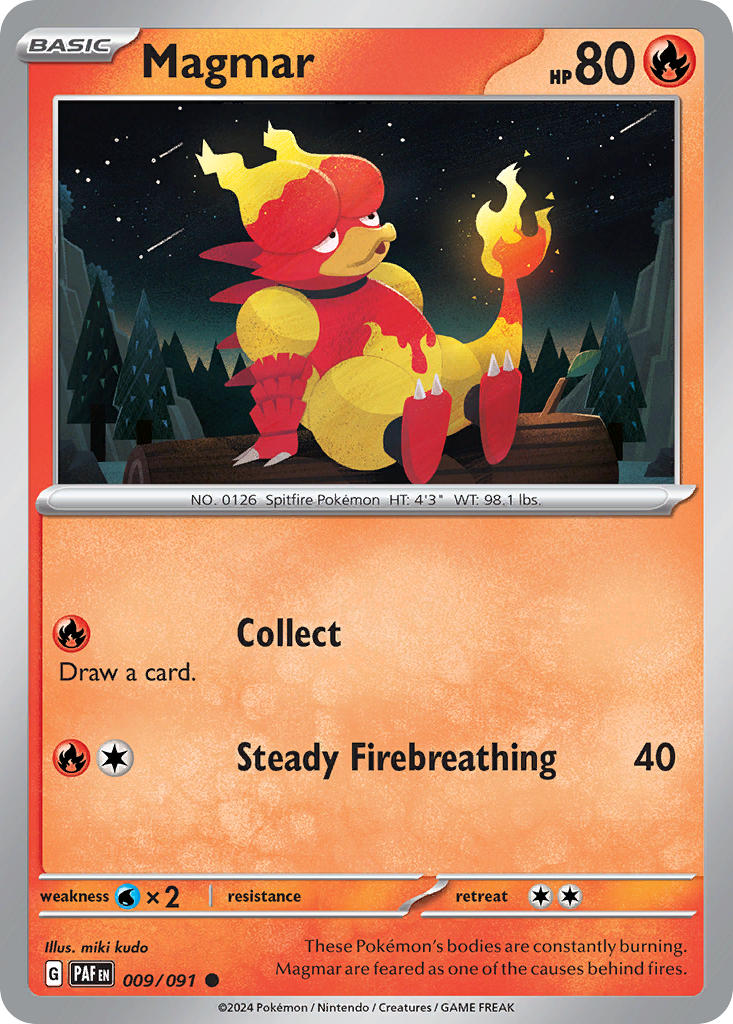(009/091) Pokemon TCG Paldean Fates Single: Magmar Common