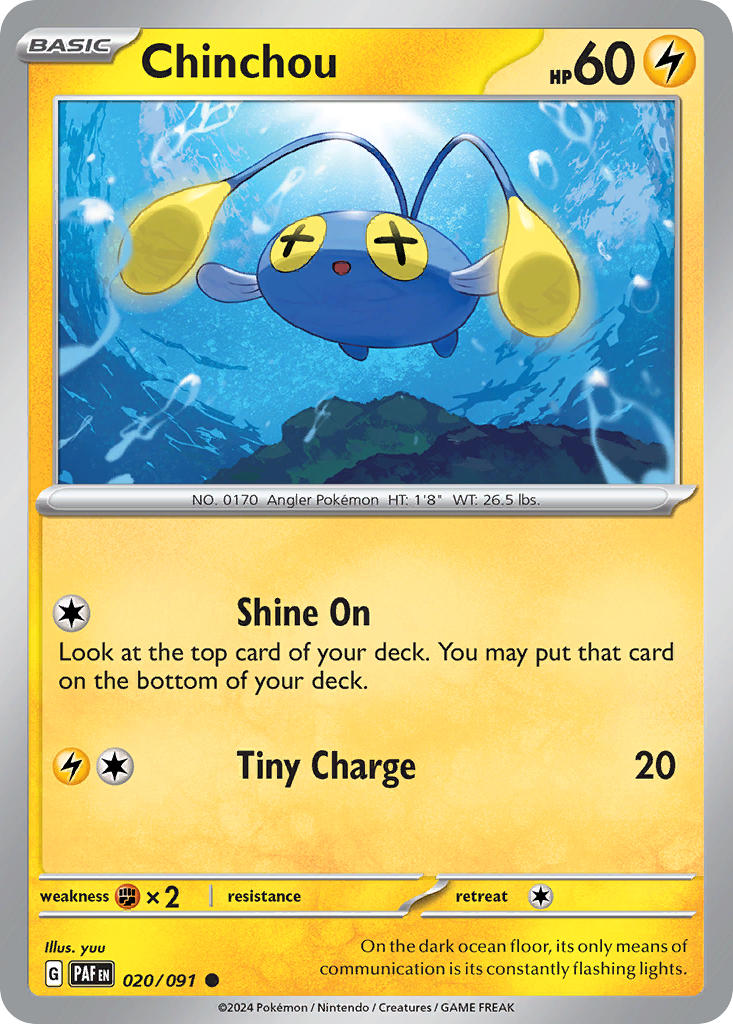 (020/091) Pokemon TCG Paldean Fates Single: Chinchou Common