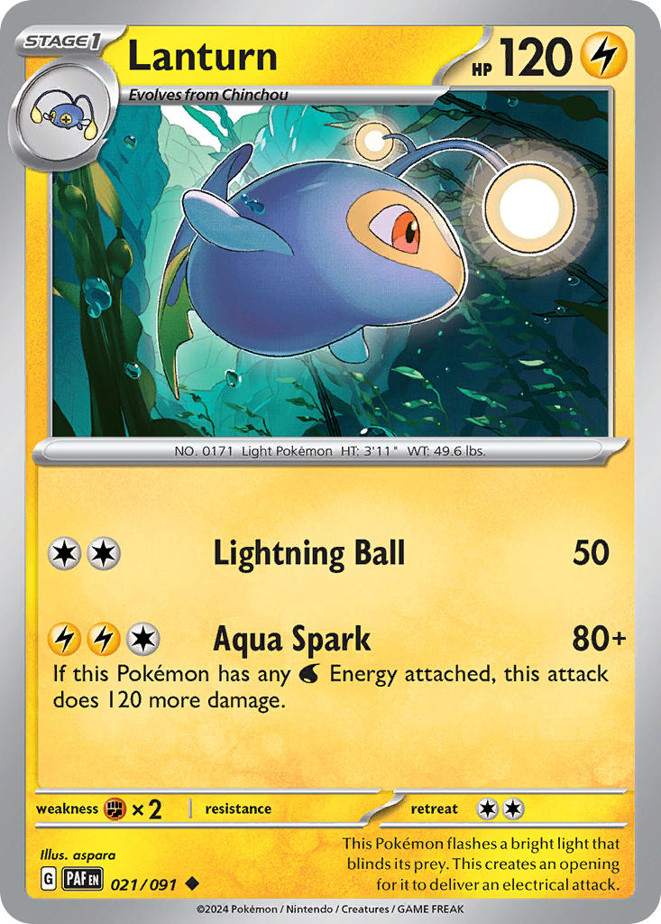 (021/091) Pokemon TCG Paldean Fates Single: Lanturn Uncommon