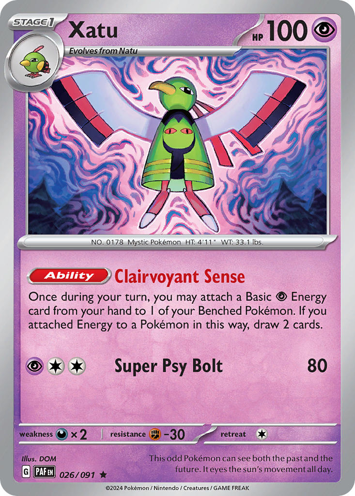 (026/091) Pokemon TCG Paldean Fates Single: Xatu Rare