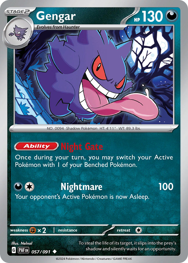 (057/091) Pokemon TCG Paldean Fates Single: Gengar Uncommon