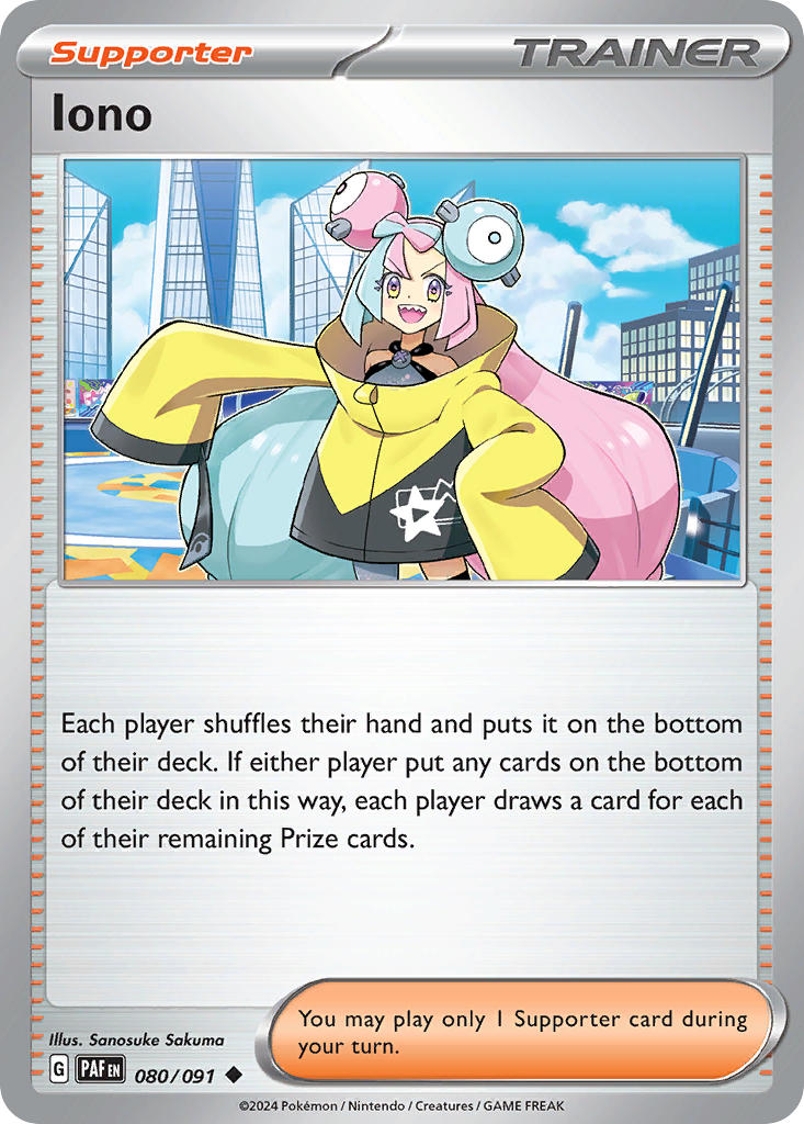 (080/091) Pokemon TCG Paldean Fates Single: Iono Reverse Holo Uncommon