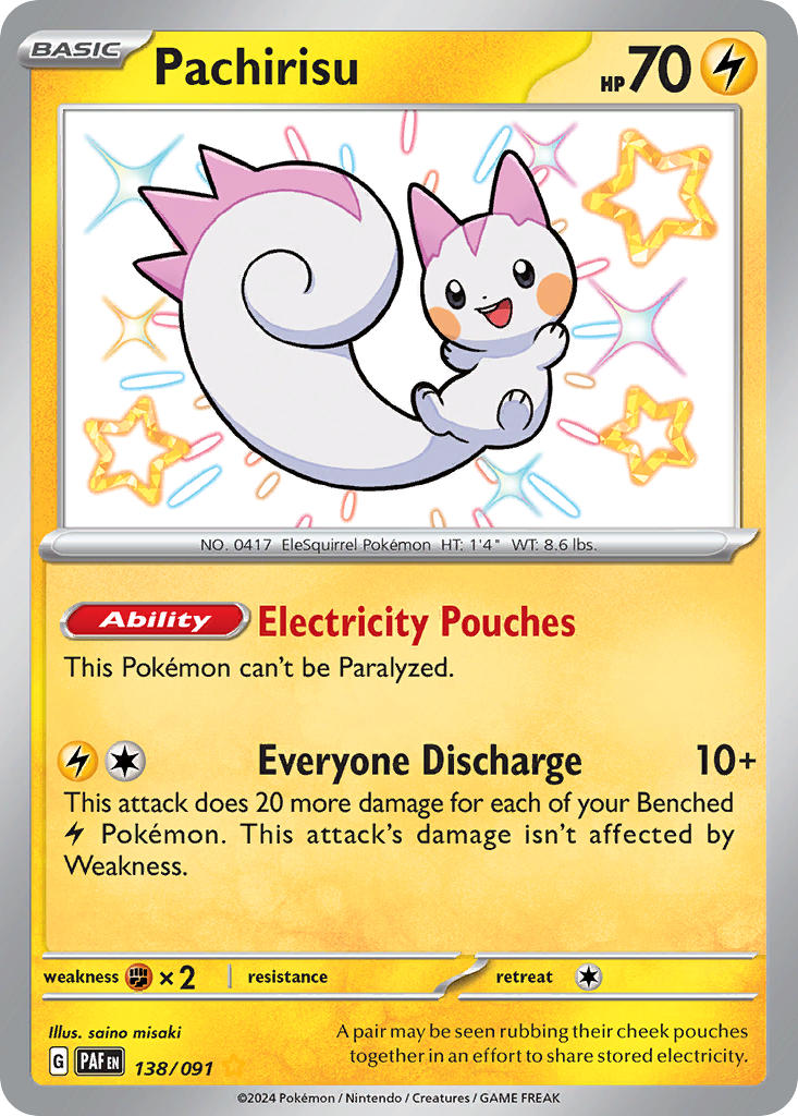 (138/091) Pokemon TCG Paldean Fates Single: Pachirisu Shiny Rare