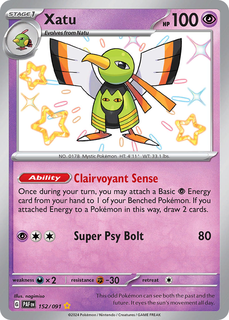 (152/091) Pokemon TCG Paldean Fates Single: Xatu Shiny Rare