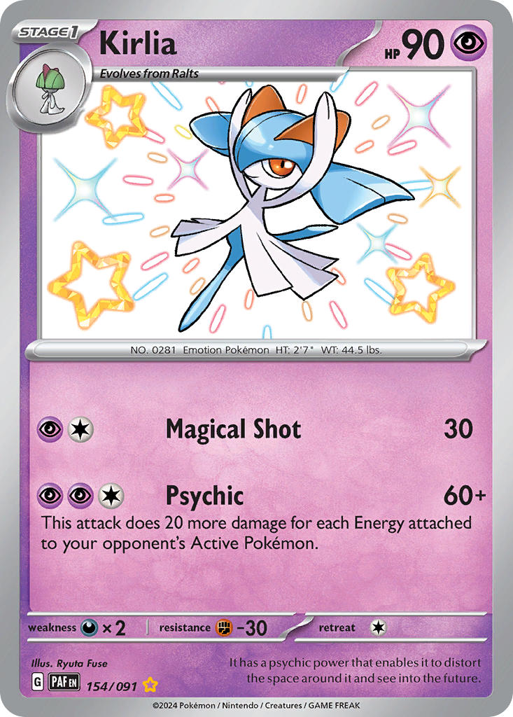(154/091) Pokemon TCG Paldean Fates Single: Kirlia Shiny Rare