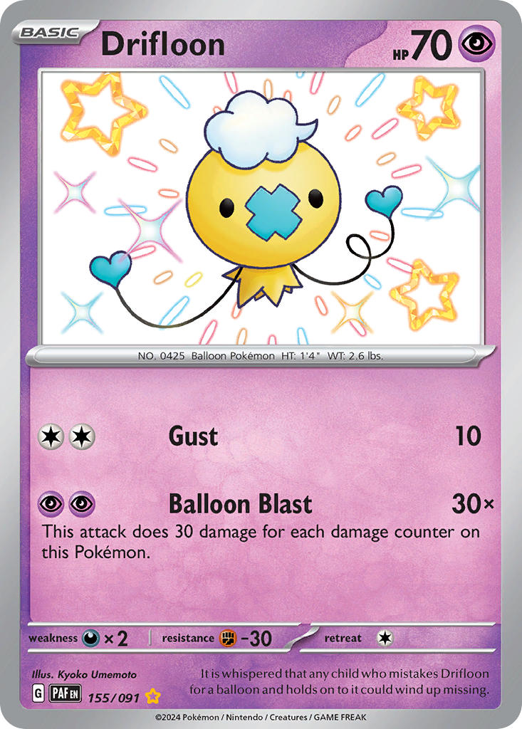 (155/091) Pokemon TCG Paldean Fates Single: Drifloon Shiny Rare