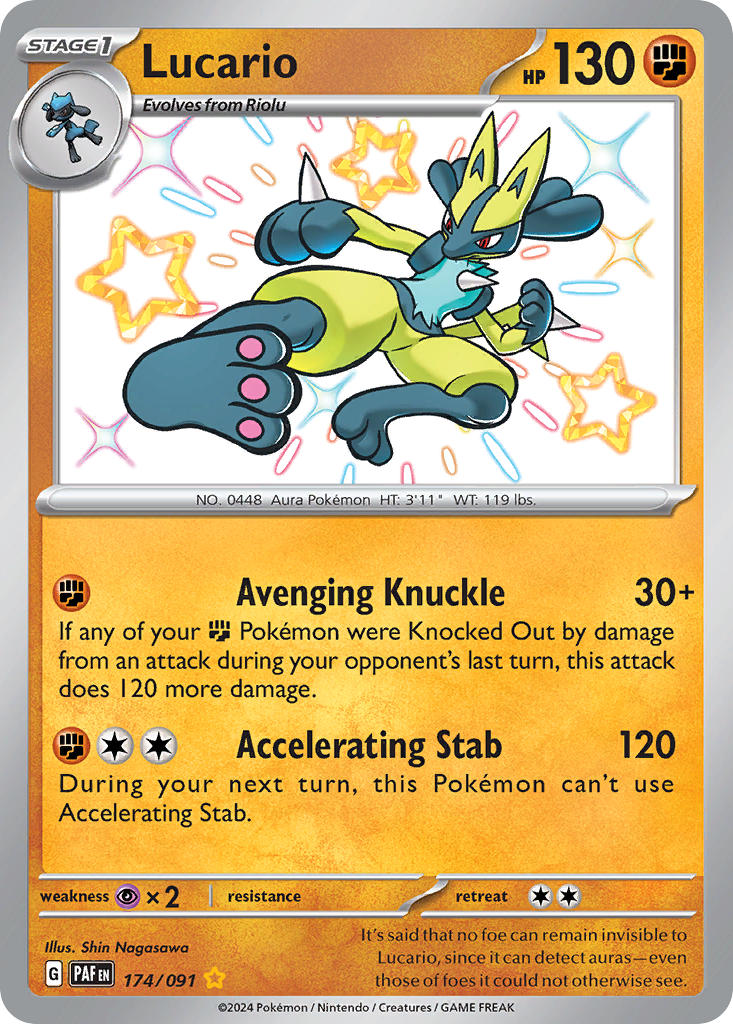 (174/091) Pokemon TCG Paldean Fates Single: Lucario Shiny Rare
