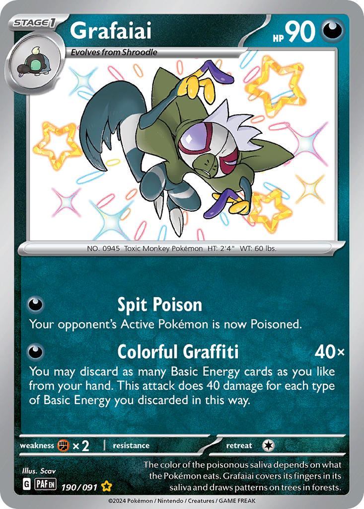 (190/091) Pokemon TCG Paldean Fates Single: Grafaiai Shiny Rare