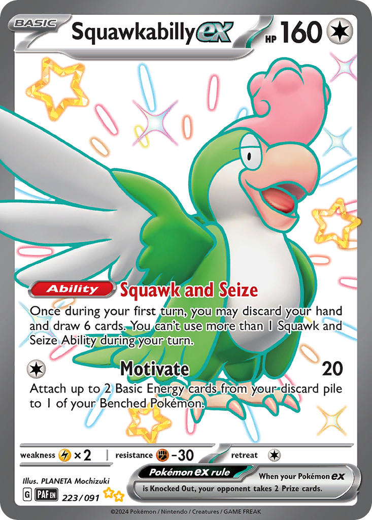 (223/091) Pokemon TCG Paldean Fates Single: Squawkabilly ex Shiny Ultra Rare