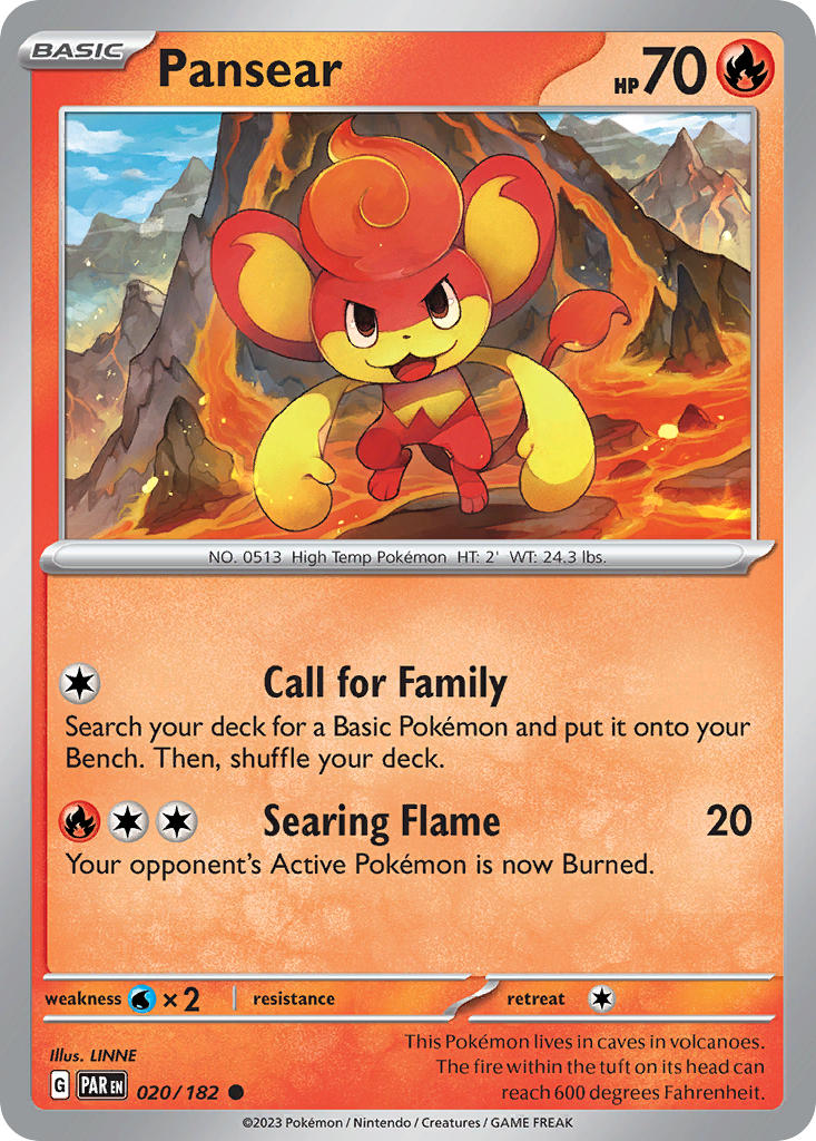 (020/182) Pokemon TCG Paradox Rift Single: Pansear Common