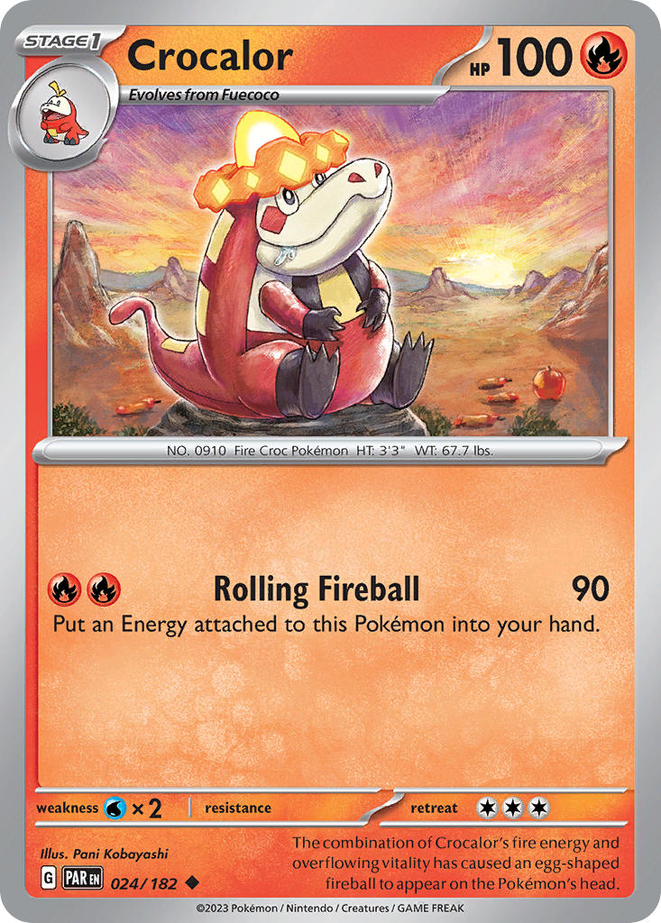 (024/182) Pokemon TCG Paradox Rift Single: Crocalor Reverse Holo Uncommon
