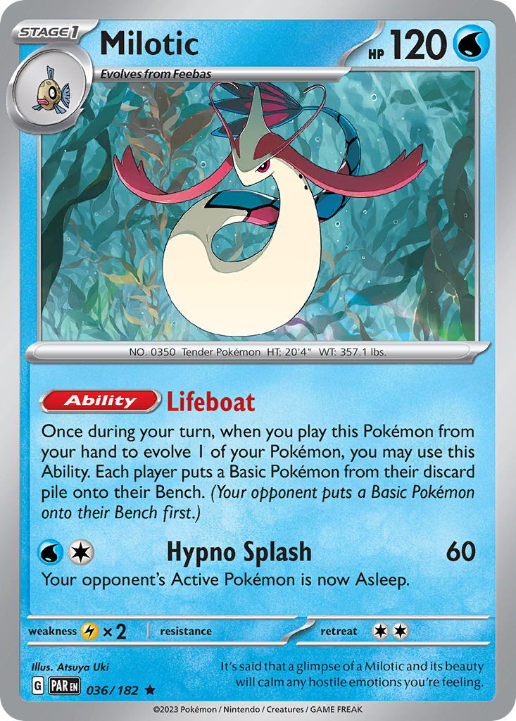(036/182) Pokemon TCG Paradox Rift Single: Milotic Reverse Holo Rare