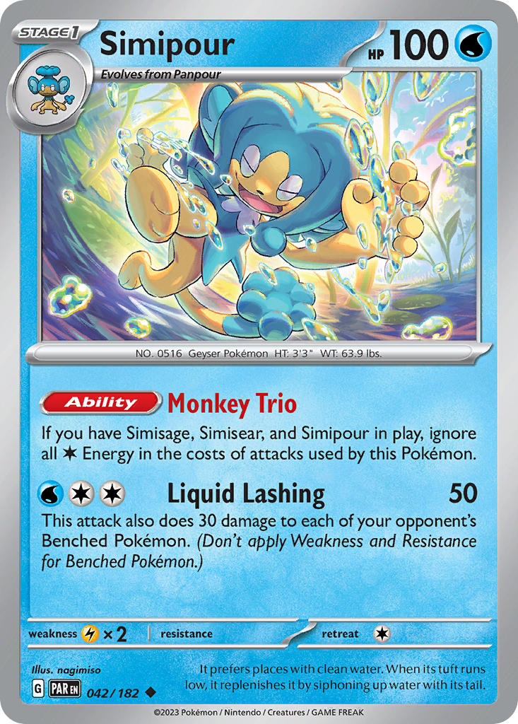 (042/182) Pokemon TCG Paradox Rift Single: Simipour Uncommon