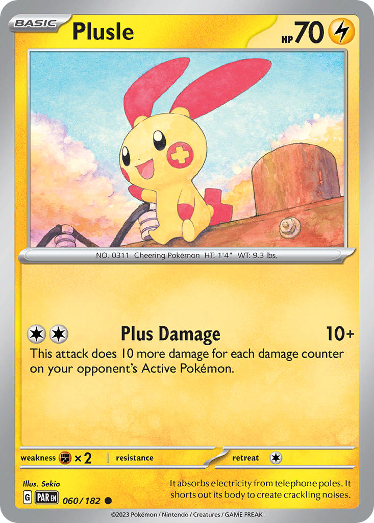 (060/182) Pokemon TCG Paradox Rift Single: Plusle Common