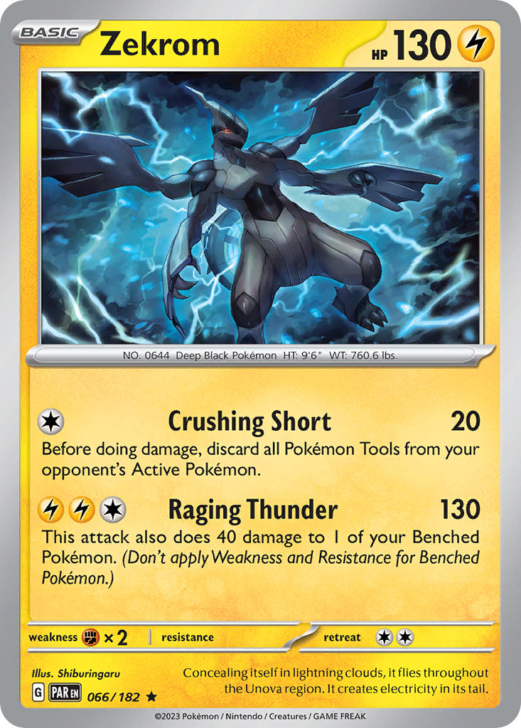 Pokémon card limited time Offer 066/182) Pokemon TCG Paradox Rift Single: Zekrom Reverse Holo Rare