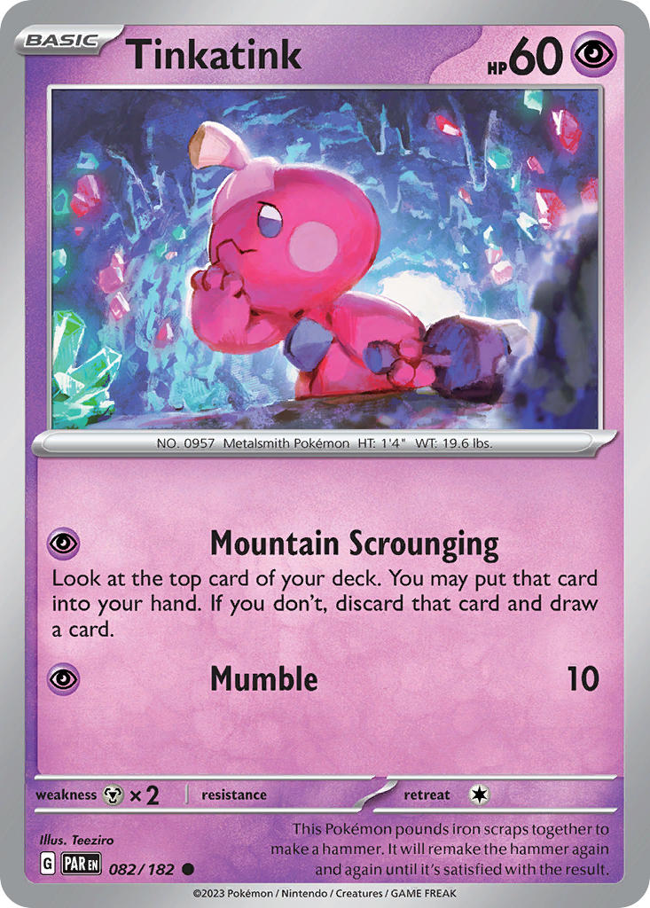 (082/182) Pokemon TCG Paradox Rift Single: Tinkatink Common